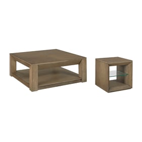 Hammary Paulson Washed Sand Square 3pc Coffee Table Set