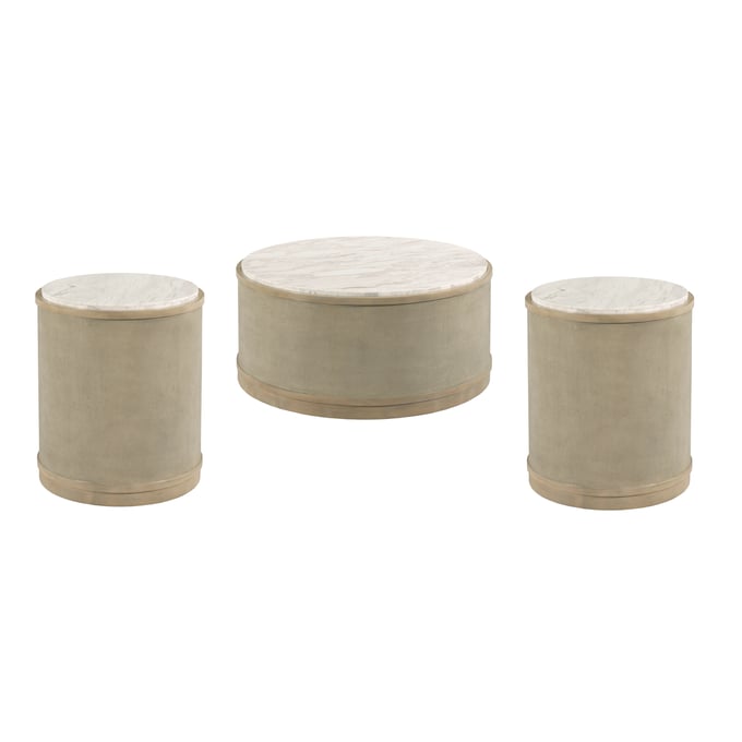 Hammary Hidden Treasures Light Stain Round 3pc Coffee Table Set HAM-090-1144-OCT-S1