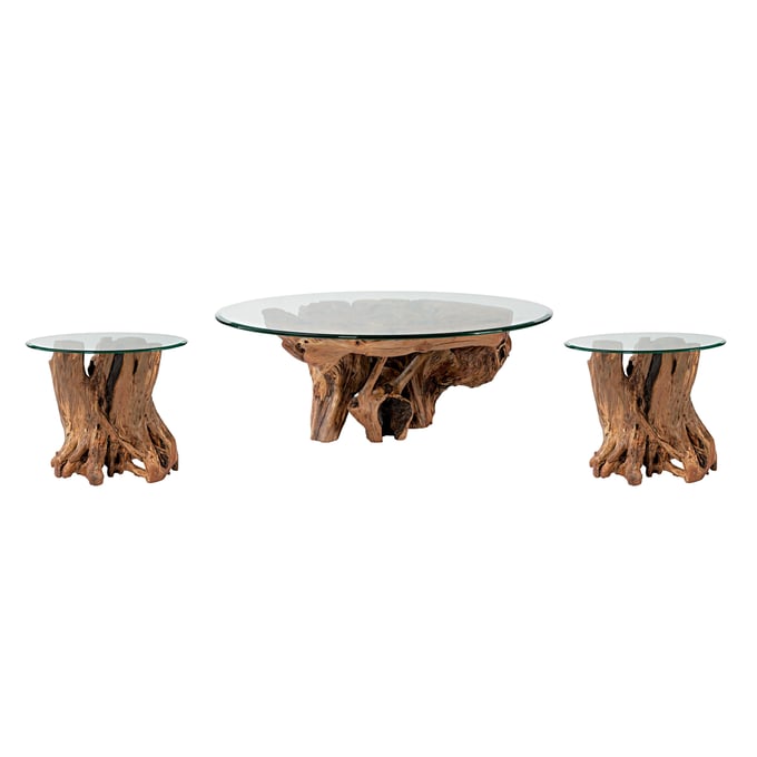 Hammary Hidden Treasures Natural 3pc Round Coffee Table Set HAM-090-55-OCT-S1