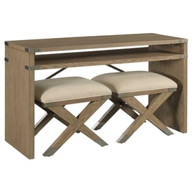 Hammary Light Stain Honey Sofa Table With 2 Stool