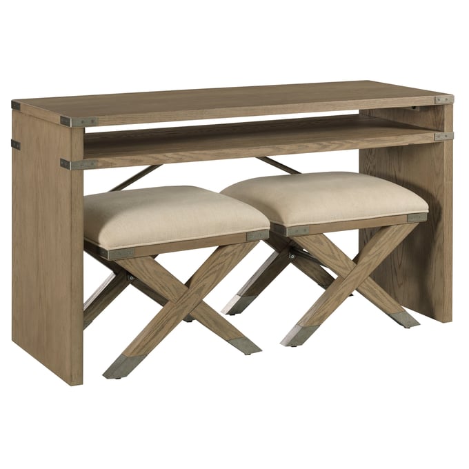 Hammary Light Stain Honey Sofa Table With 2 Stool HAM-099-925