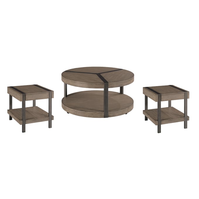 Hammary Sandler Colt Gray 3pc Round Coffee Table Set HAM-180-911-OCT-S2