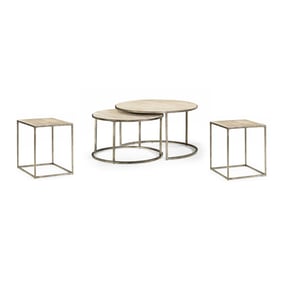 Hammary Modern Basics Natural Travertine 3pc Round Coffee Table Set