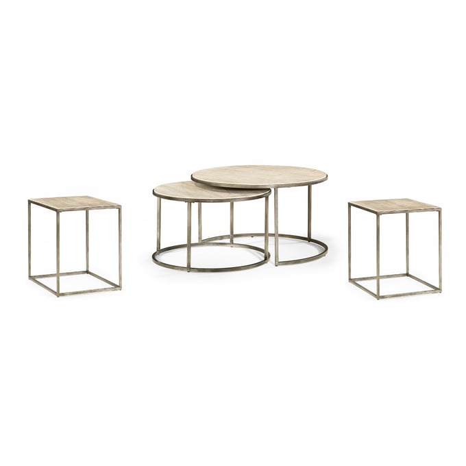 Hammary Modern Basics Natural Travertine 3pc Round Coffee Table Set HAM-190-91-OCT-S2