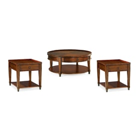 Hammary Sunset Valley Mahogany Mocha Round 3pc Coffee Table Set