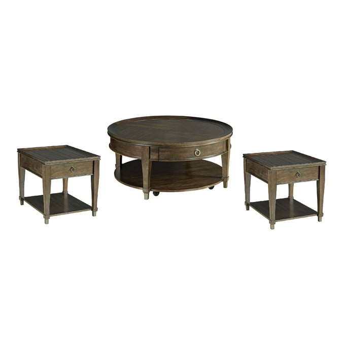 Hammary Sunset Valley Rich Mocha Round 3pc Coffee Table Set HAM-197-91-OCT-S4