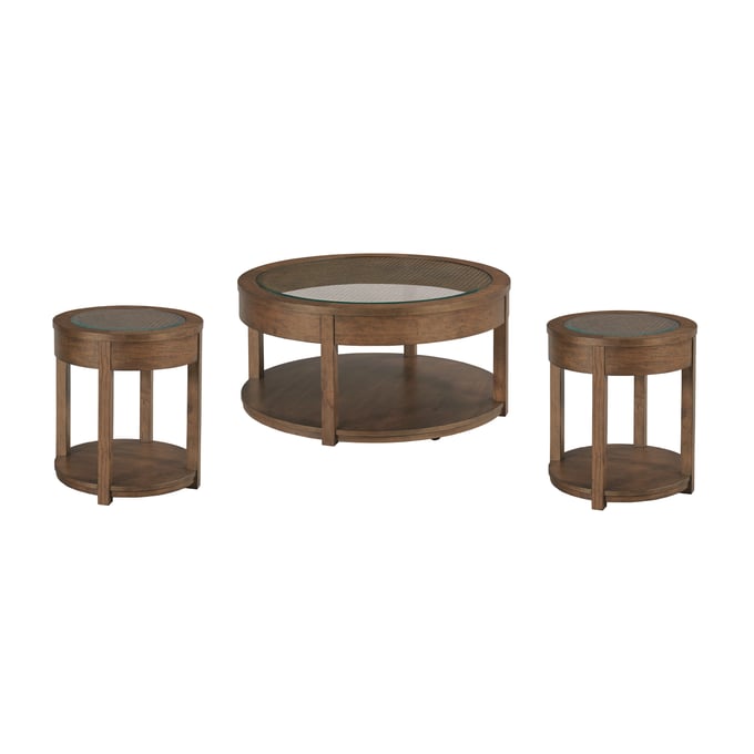 Hammary Foster Medium Stain Round 3pc Coffee Table Set HAM-207-911-OCT-S1