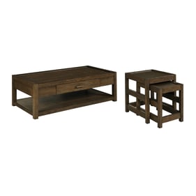 Hammary Nyles Medium Stain Rectangular 3pc Coffee Table Set