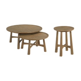 Hammary Milo Light Stain Round 3pc Coffee Table Set