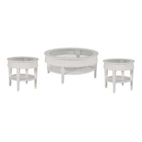 Hammary Structures White 3pc Round Coffee Table Set