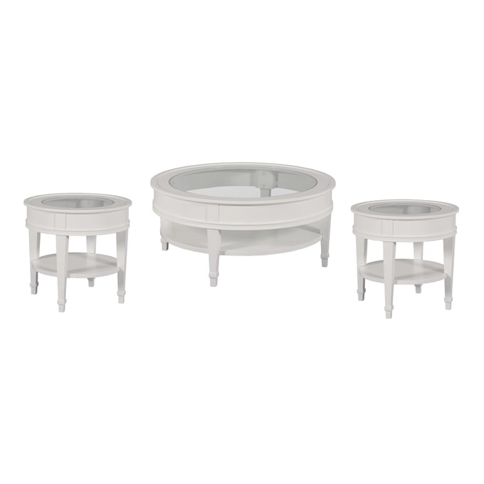 Hammary Structures White 3pc Round Coffee Table Set HAM-267-911-OCT-S2