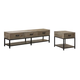 Hammary Parsons Gray 3pc Bench Coffee Table Set