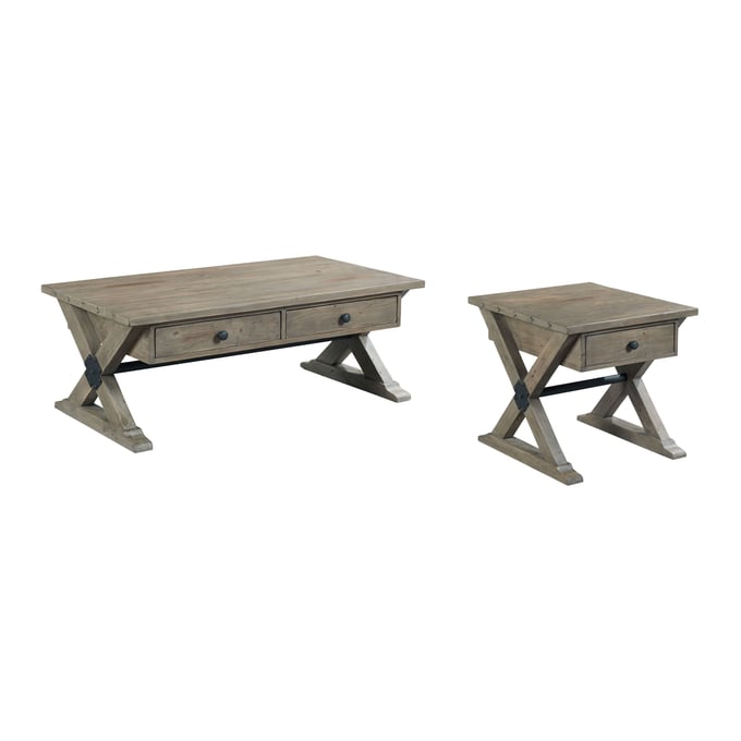 Hammary Reclamation Place Sundried Natural Rectangular 3pc Coffee Table Set HAM-523-91-OCT-S1