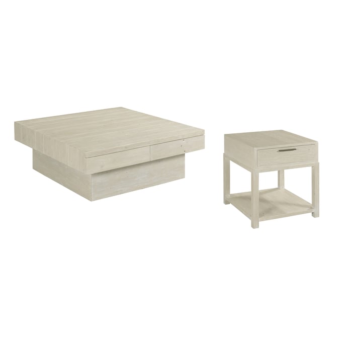 Hammary Reclamation Place White Sand 3pc Square Coffee Table Set HAM-523-909-OCT-S2