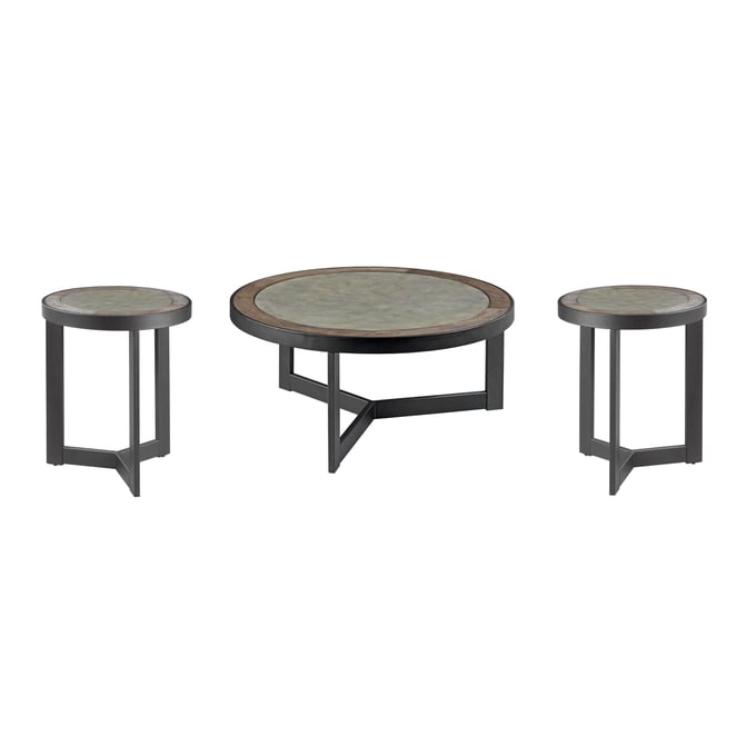 Hammary Graystone Hamilton Rustic Dark Oak 3pc Coffee Table Set HAM-650-91-OCT-S1