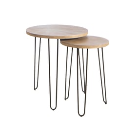 Hammary Oblique Natural Round Nesting End Tables