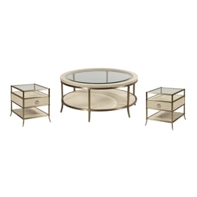 Hammary Lenox Alabaster Oak 3pc Round Coffee Table Set