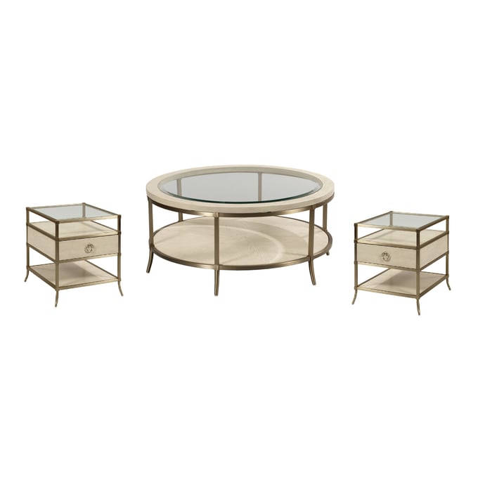 Hammary Lenox Alabaster Oak 3pc Round Coffee Table Set HAM-923-91-OCT-S2