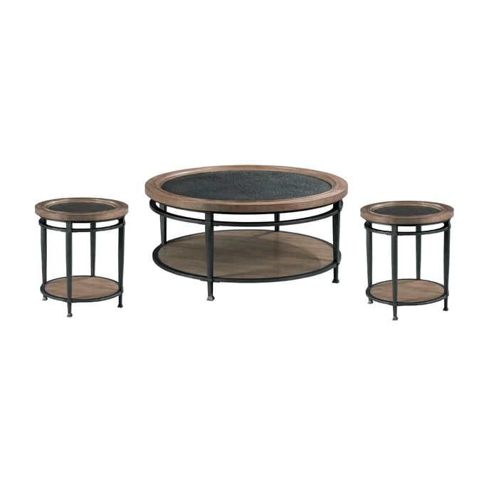 Hammary Austin Medium Brown Glaze 3pc Round Coffee Table Set HAM-955-91-OCT-S2