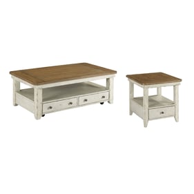 Hammary Chambers Medium Brown Rustic Chalk White 3pc Coffee Table Set