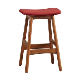 2 Home Elegance Ride Walnut Red Counter Height Stools