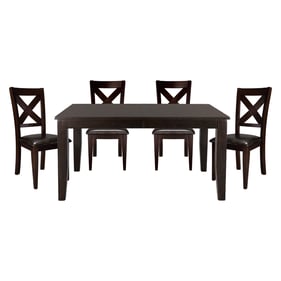 Home Elegance Crown Point Brown Faux Leather 5pc Dining Room Set