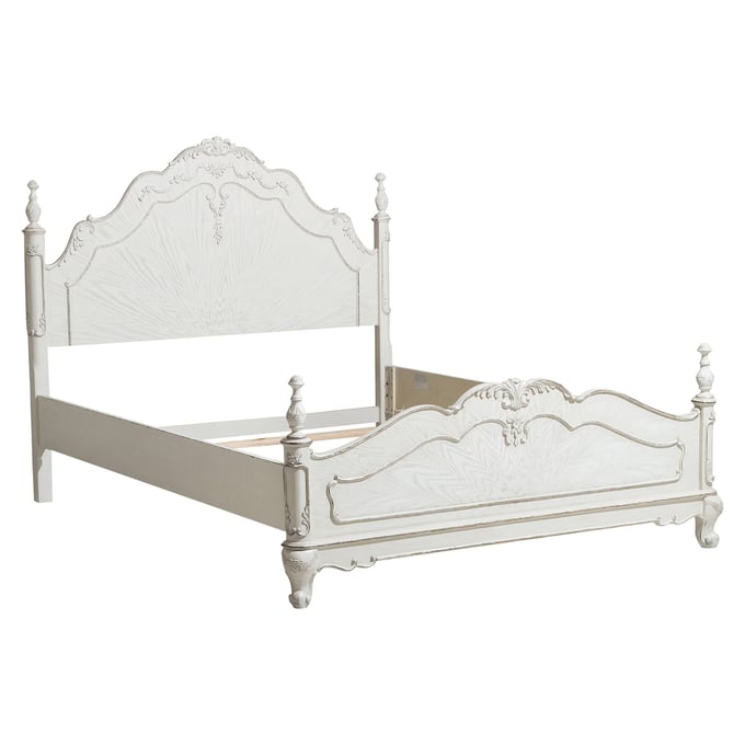 Home Elegance Cinderella Antique White 2pc Bedroom Set with Full Bed HE-1386NW-BR-S2