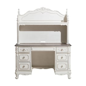 Home Elegance Cinderella White Gray Writing Desk with Hutch