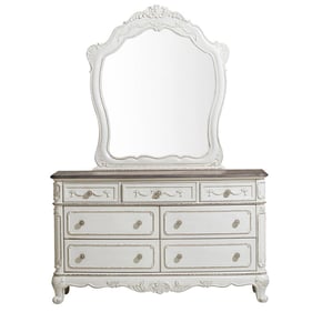 Home Elegance Cinderella Antique White Dresser and Mirror