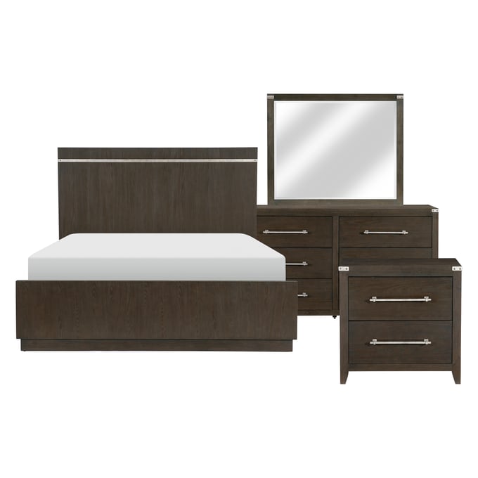 Home Elegance Bellamy Brown 4pc Bedroom Set With Queen Bed HE-1413-1-BR-S2