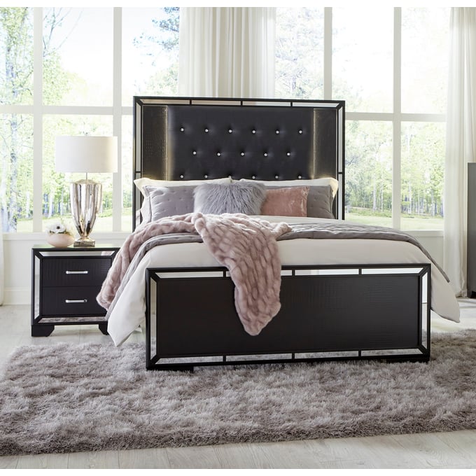 Home Elegance Aveline Black 2pc Bedroom Set With King Bed HE-1428BKK-1EK-BR-S1