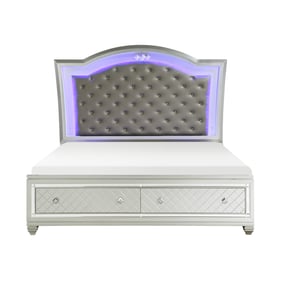 Home Elegance Leesa Silver Gray Metallic Queen Storage Bed