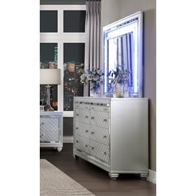 Home Elegance Leesa Gray Metallic Silver Dresser And Mirror