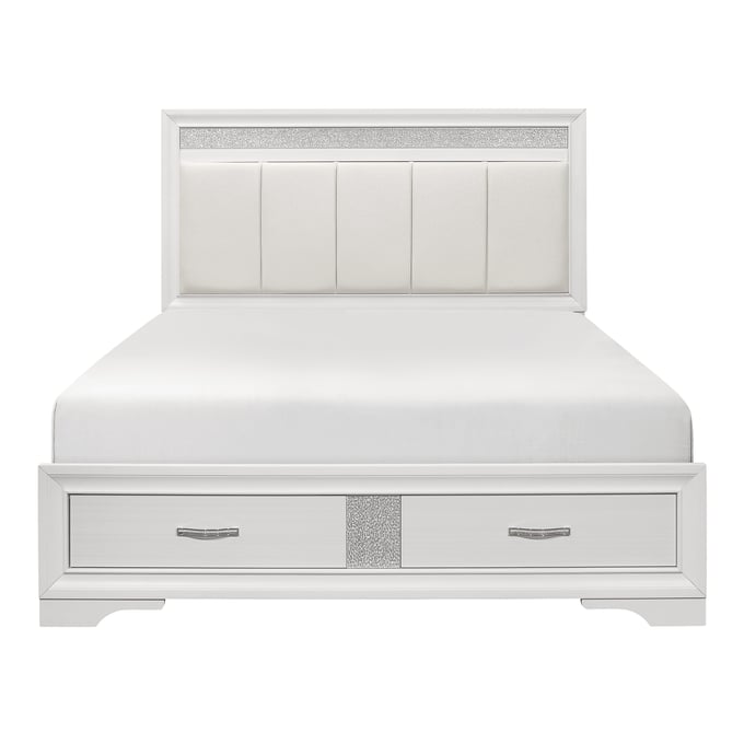 Home Elegance Luster White Queen Storage Bed HE-1505W-1