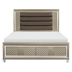 Home Elegance Loudon Champagne Gold Silver Queen Drawer Bed