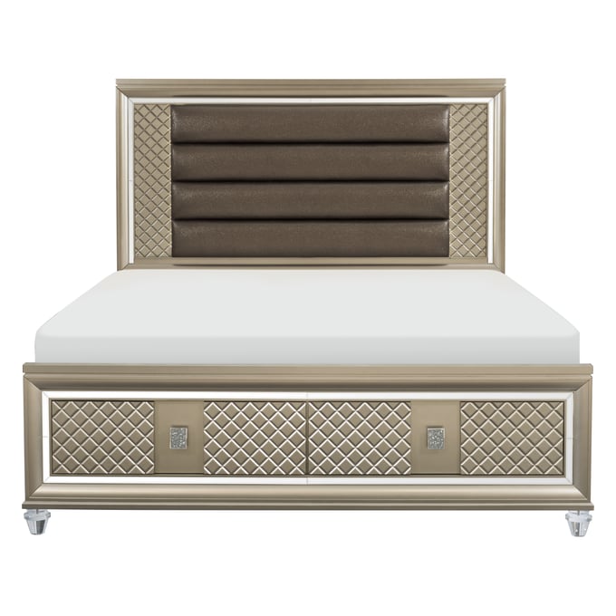 Home Elegance Loudon Champagne Gold Silver Queen Drawer Bed HE-1515-1