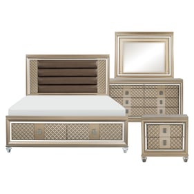 Home Elegance Loudon Champagne Gold Silver 4pc Bedroom Set With King Drawer...