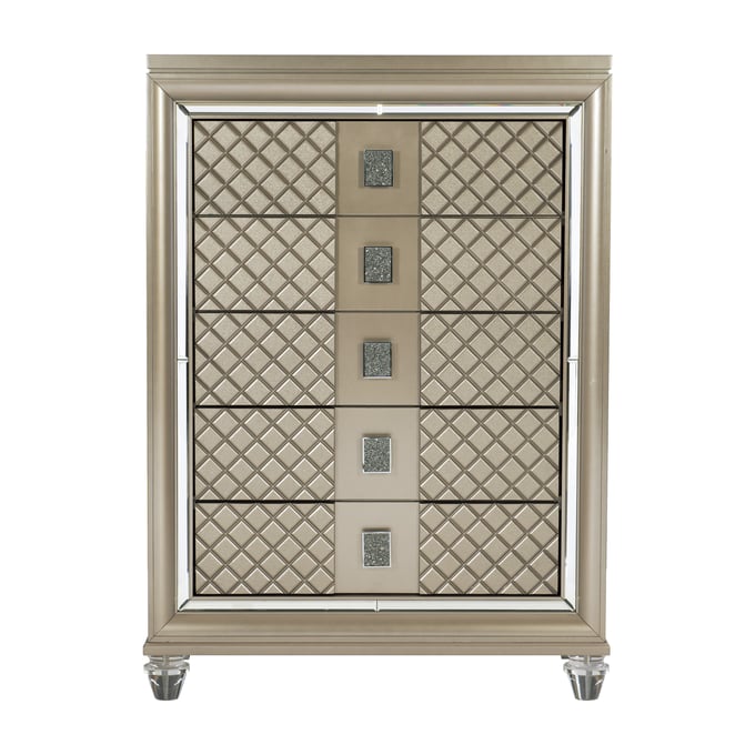 Home Elegance Loudon Champagne Gold Silver Drawer Chest HE-1515-9