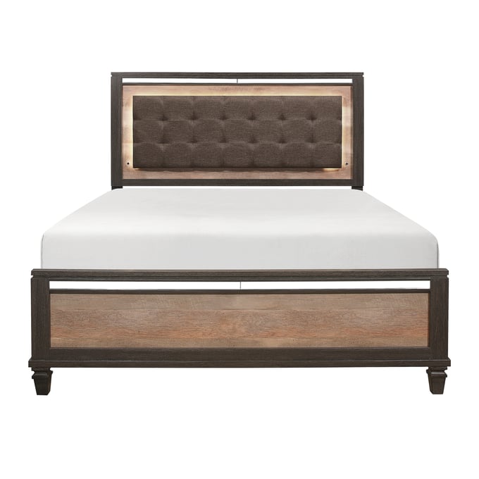 Home Elegance Danridge Brown Queen Bed with LED Lighting HE-1518-1