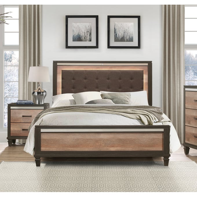 Home Elegance Danridge Brown 2pc Bedroom Set With King Bed HE-1518K-1EK-BR-S1