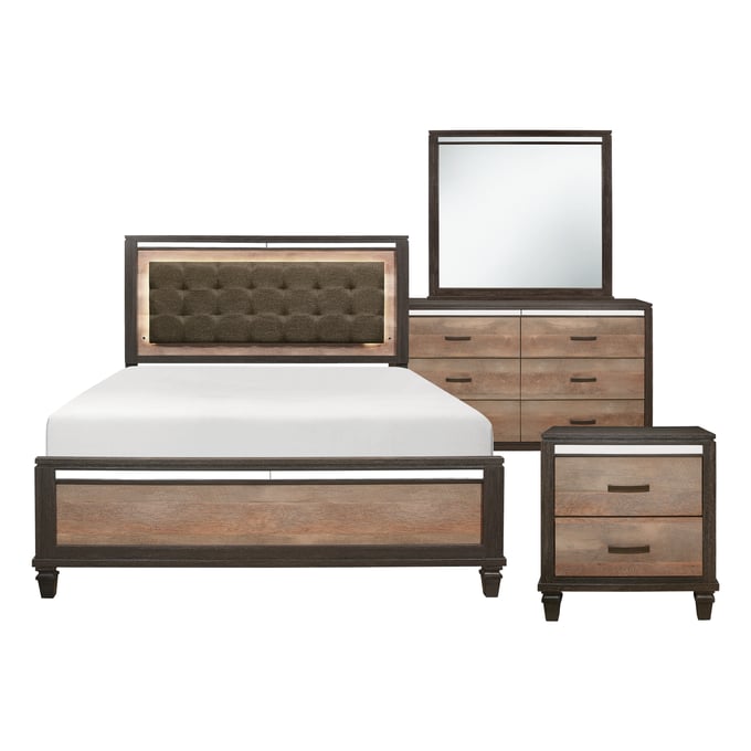 Home Elegance Danridge Brown 4pc Bedroom Set With Queen Bed HE-1518-1-BR-S2