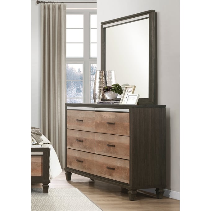 Home Elegance Danridge Transparent Brown Dresser And Mirror HE-1518-5-DRMR