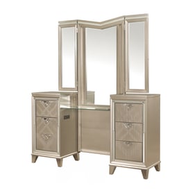 Home Elegance Bijou Champagne Gold Silver LED Lighting Vanity Dresser and M...