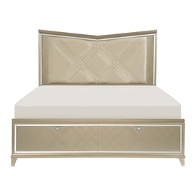 Home Elegance Bijou Gold Silver Champagne Queen Drawer Bed with LED Lightin...