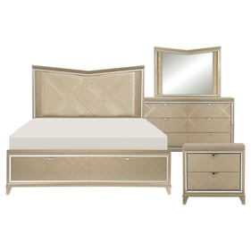 Home Elegance Bijou Gold Silver Champagne 4pc Bedroom Set With King Bed