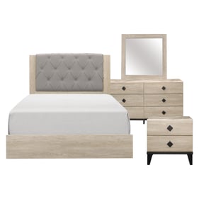 Home Elegance Whiting Beige Gray 4pc Bedroom Set With King Bed