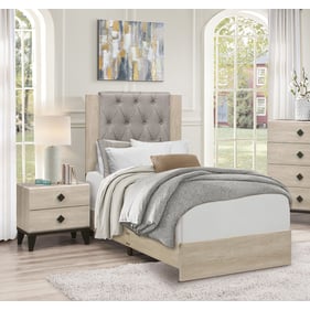 Home Elegance Whiting Beige Gray 2pc Kids Bedroom Set With Twin Bed