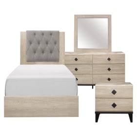 Home Elegance Whiting Beige Gray 4pc Kids Bedroom Set With Twin Bed