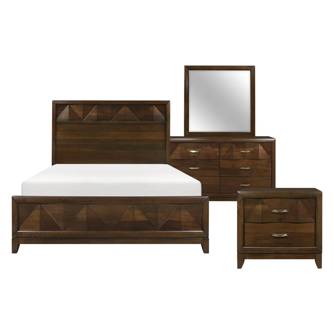 Home Elegance Aziel Brown 4pc Bedroom Set With Queen Bed HE-1535-1-BR-S2