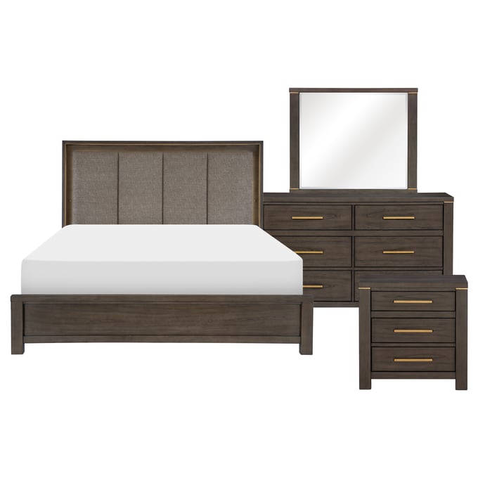 Home Elegance Scarlett Brown Gold Silver 4pc Bedroom Set With Queen Bed HE-1555-1-BR-S2